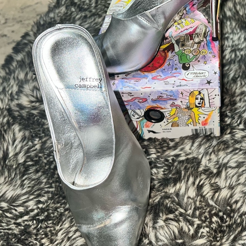Jeffrey Campbell Vader Silver Metallic Mules